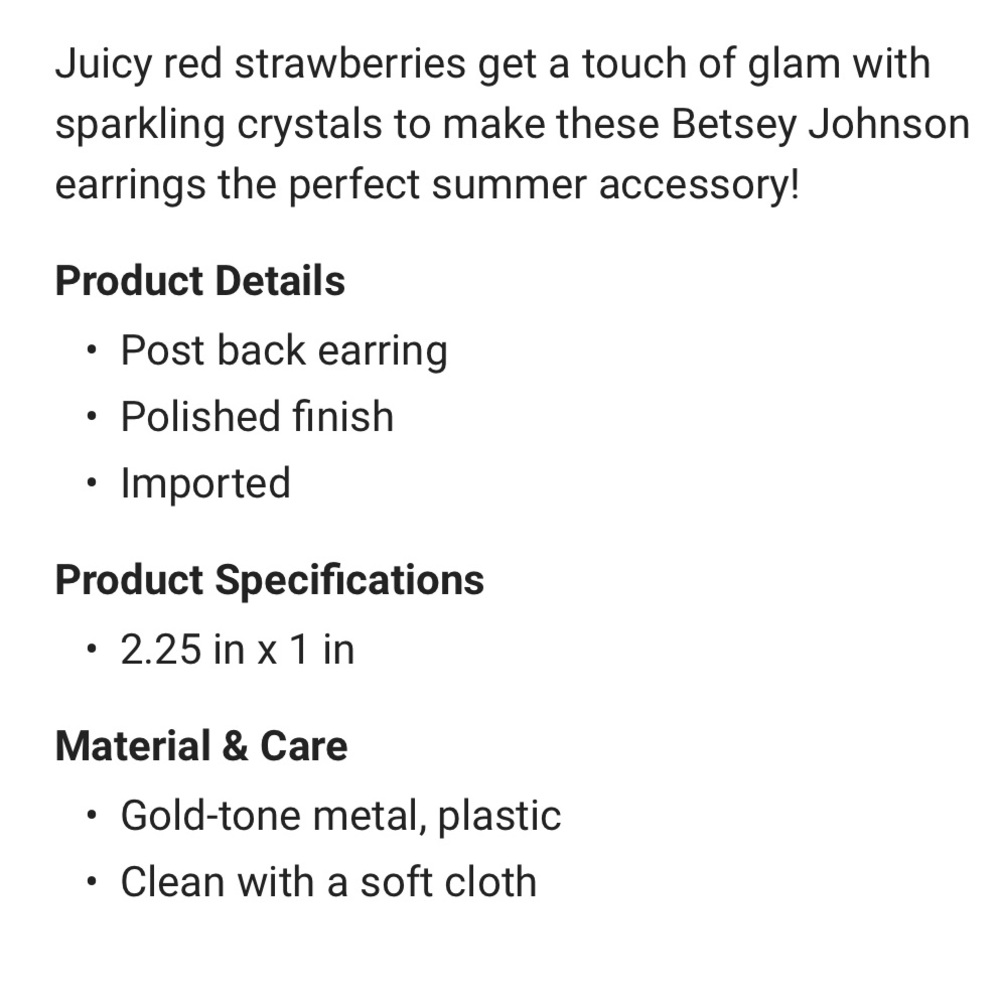 Betsey Johnson Red Strawberry Earrings with Gold Accents - Picture 4 of 5